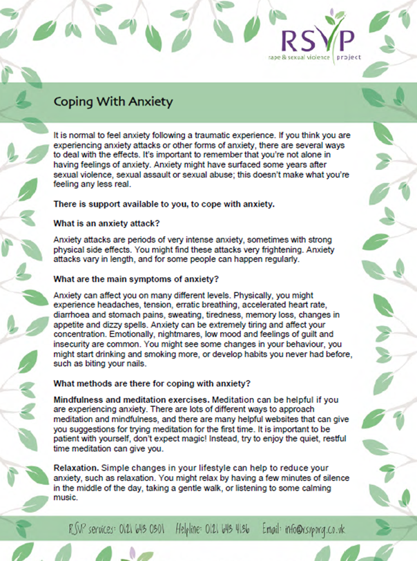 Downloadable resource for coping with anxiety.